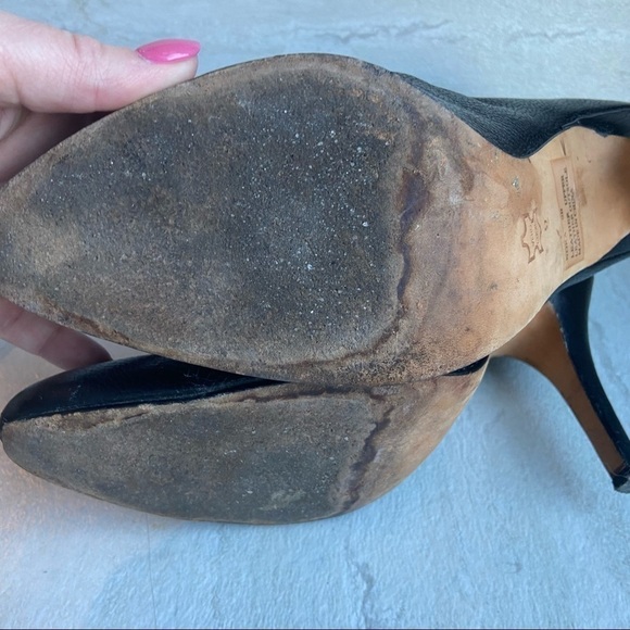 ** Bebe Nora Black leather slouch heeled ankle bootie 9 - Picture 6 of 7